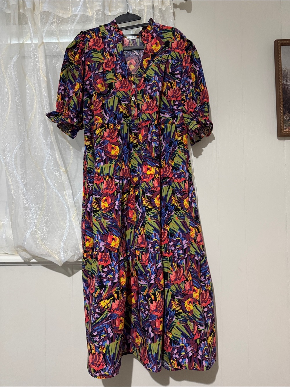 Vibrant Floral Midi Dress in Multi-Color
